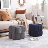Cmishe Ottoman Foot Rest Soft and Comfortable Ottoman Square Corduroy Woven Design Sofa Stool (Blue) Cmishe