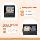 WLIVE Dresser for Bedroom with 5 Drawers, Wide Chest of Drawers, Fabric Dresser, Storage Organizer Unit with Fabric Bins for Closet, Living Room, Hallway, Charcoal Black Wood Grain Print WLIVE