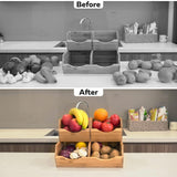 HOMESTEAD Bamboo Pantry Storage Bins - Stackable Baskets, Potato and Onion Storage for Pantry Organization, Set 3 Pieces HOMESTEAD