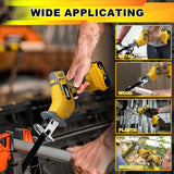 Cordless Reciprocating Saw Compatible with Dewalt 20V MAX Battery, Mini Recipro Saw Cordless with 4 Blades, 3500 SPM Variable Speed, One-Handed Operation, Tool-free Blade Change, No Battery Included RAYLEEY