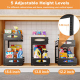 mixeshop Under Sink Organizer, Pull Out Cabinet Organizers, Slide Sink Steel Shelf Cabinet Storage Shelves, Under Sink Storage for Kitchen Bathroom Cabinet (Black, 2 Pack) mixeshop