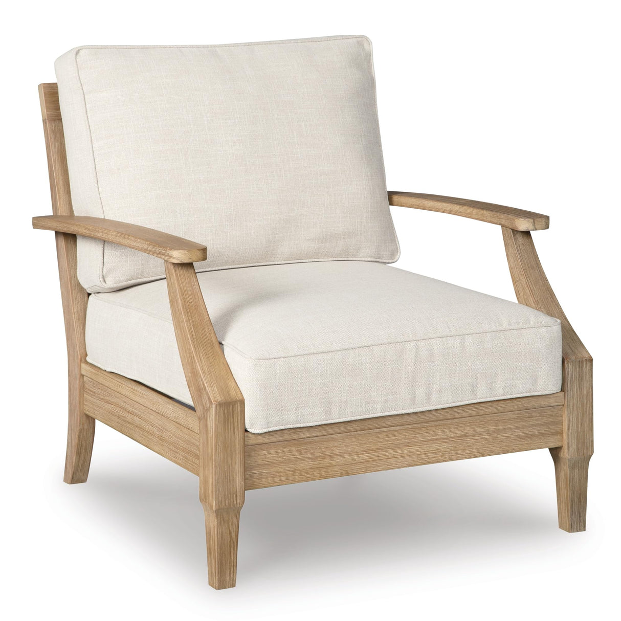 Signature Design by Ashley Carter Hall Outdoor Eucalyptus Patio Lounge Chair with Cushion, Beige Signature Design by Ashley