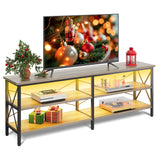 WLIVE TV Stand up to 70 Inch TV, 63" Entertainment Center with LED, TV Media Console with 3-Tier Storage Shelves for Living Room and Bedroom, Greige WLIVE