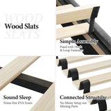 Yaheetech Full Bed Frame Velvet Upholstered Platform Bed with Curved Headboard, Height-Adjustable Headboard/Noise-Free/Wooden Slats Support/No Box Spring Needed/Easy Assembly, Dark Gray Full Bed Yaheetech