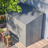 YOPTO 4x8 FT Outdoor Storage Shed,Lean to Lockable Metal Garden Shed Steel with Reinforced Beams,All Weather Waterproof Storage House W/Lockable Door&2 Air Vents,for Backyard,Patio,Lawn,Garden,Gray YOPTO