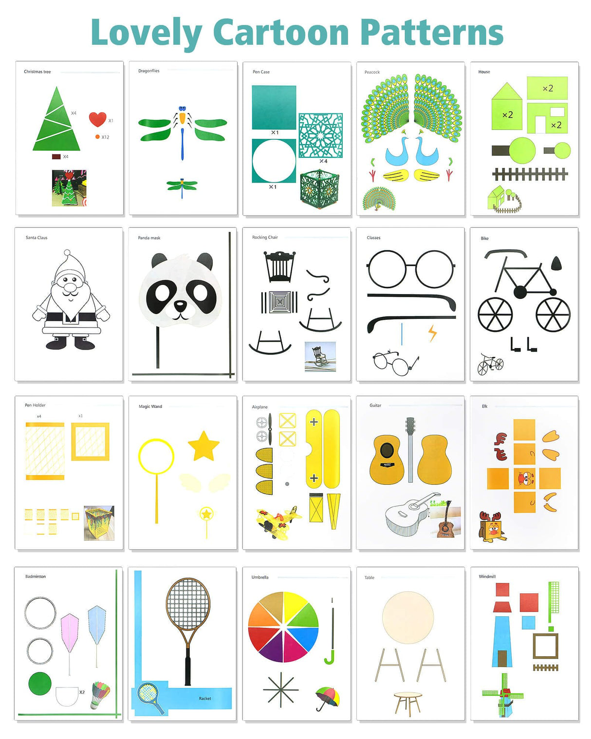 3D Pen Painting Drawing Book, Reusable Colored 40 Pattern Thick Paper Templates with Two Clear Plate, 3D Painting Graffiti Stencils for Kids DIY Gifts, Vomika Vomika