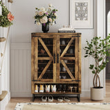 Maupvit Farmhouse Shoe Cabinet with Doors, 6-Tier Shoes Rack Shoe Storage Organizer with Adjustable Shelves & Metal Legs, Rustic Shoe Storage Cabinet for Entryway, Hallway, Closet, Living Room Maupvit