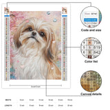 5D DIY Shih Tzu Dog Diamond Painting Kit for Adults - Cherry Blossoms Diamond Art Kit Full Drill Round Diamonds Home Decor Bedroom Wall Art Gift for Adults Beginners Enthusiasts 8x12 INCH KLLT