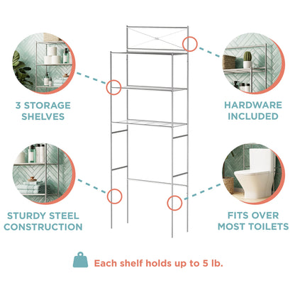 Zenna Home 2523NN Over the toilet storage, 23.25 x 64.7, Satin Nickel