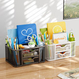 Marbrasse Mesh Desk Organizer, Pen Organizer with 2 Drawer, Multi-Functional Pencil Holder, Desk Organizers and Accessories with 5 Compartments + Drawer for Office Art Supplies (Black) Marbrasse