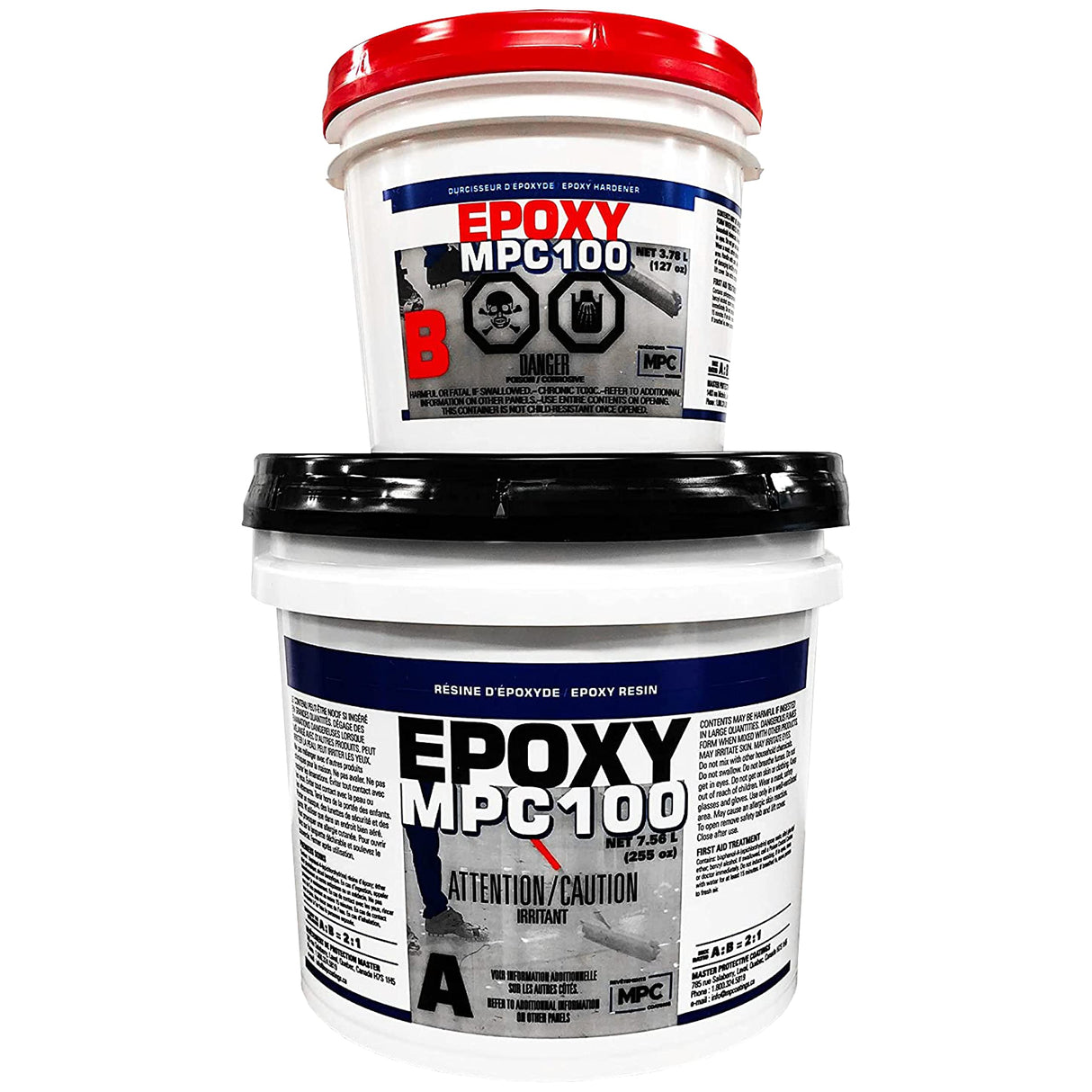 Master Protective Coatings White Epoxy Resin Coating for Floors Counter Tops, 100 percentage Solids, Self Leveling 3 Gallon Kit Master Protective Coatings