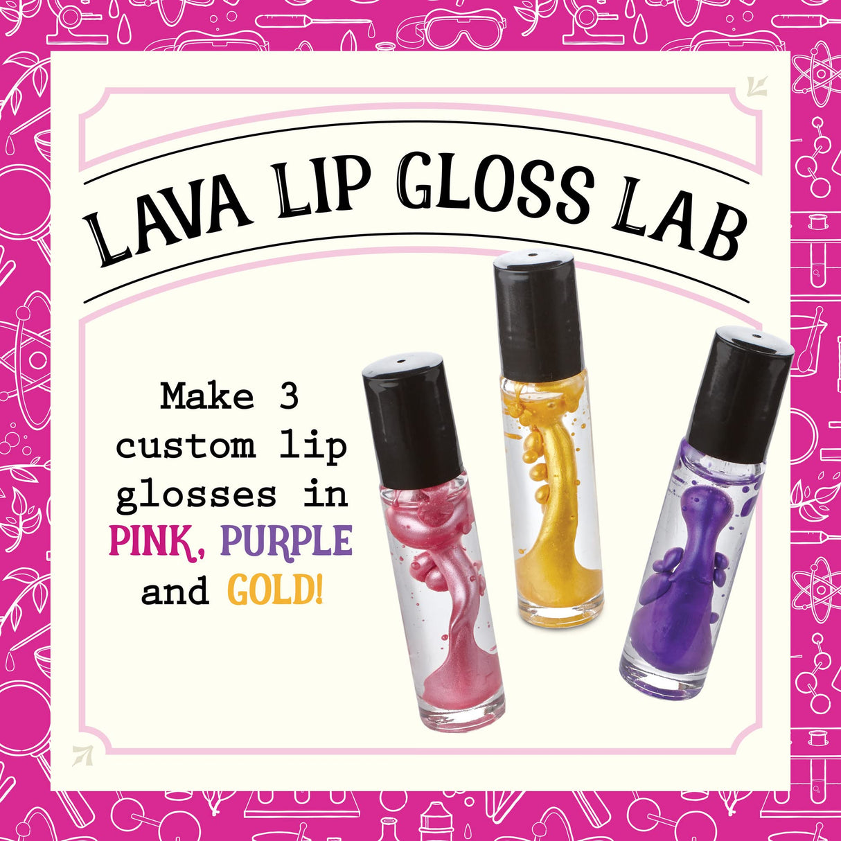 MindWare Science Academy Lava Lip Gloss Lab - 33 Piece Lip Gloss Making Kit - Make 3 DIY Lip Glosses MindWare