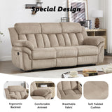 CANMOV Recliner Sofa Set, Manual Reclining Sofa with Overstuffed Armrest for Living Room,Bedroom Furniture,Office,3 Seat Light Brown CANMOV