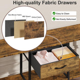 GYIIYUO LED TV Stand with Power Outlet and Fabric Drawer for 55 50 45 Inches TV - Entertainment Center and Industrial TV Console Table for Living Room, Bedroom- 47" Rustic Brown GYIIYUO