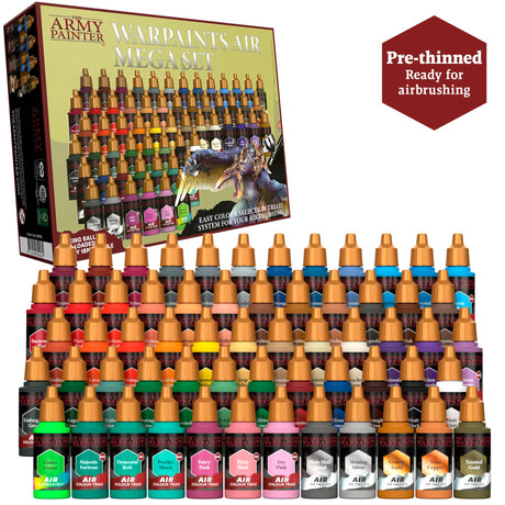 The Army Painter Warpaints Air Mega Set - Non-Toxic Water Based Airbrush paint set – paint and primer for Tabletop Roleplaying, Boardgames, and Wargames Miniature Model Painting The Army Painter