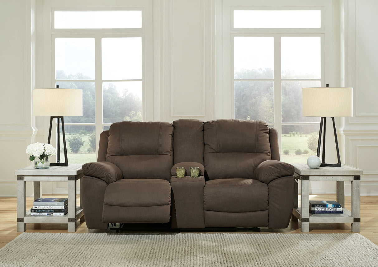 Signature Design by Ashley Next-Gen Gaucho Classic Reclining Loveseat with Console, Dark Brown Signature Design by Ashley