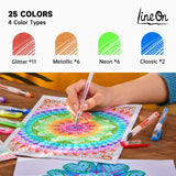 Gel Pens, 50 Pack Gel Pen Set 25 Colored Gel Pen with 25 Refills for Adults Coloring Books Drawing Doodling Crafts Scrapbooking Bullet Journaling Lineon