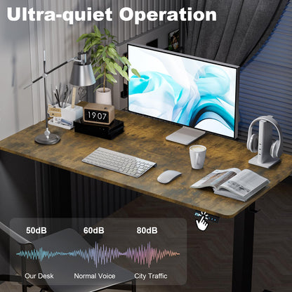 ExaDesk 60 * 24 Inches Electric Standing Desk, Adjustable Height Sit Stand Up Desk with 3 Memory Presets, Motorized Home Office Computer Gaming - WoodArtSupply