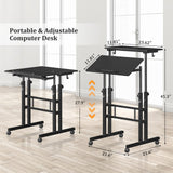 Enayplon Small Standing Desk with Wheels, Mobile Stand Up Desk, Portable Standing Table on Wheels for Walking Pad, Rolling Computer Desk Adjustable Height, Tall Table Enayplon