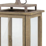 Stonebriar 18 Inch Rustic Wooden Candle Hurricane Lantern, For Table Top, Mantle, Wall Hanging, or Garden Display, Indoor & Outdoor Use, Extra Large Stonebriar