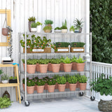 Himimi 72" H Storage Shelves 4 Tier Metal Shelving Adjustable Wire Shelf with Wheels, Heavy Duty Shelving for Garage Kitchen Pantry Bathroom Laundry,18" D*48" W*72" H, Silver Himimi