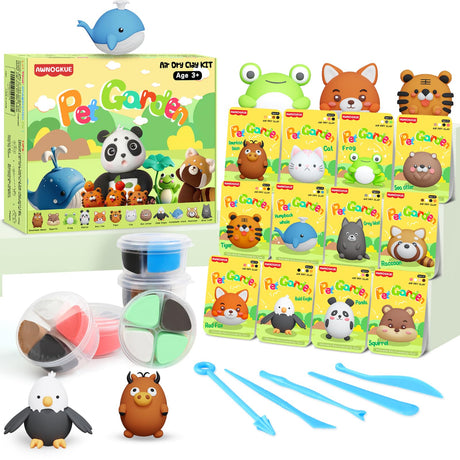 AWNOGKUE Air Dry Clay for Kids，12 Boxs Modeling Clay Kit with 5 Sculpting Tools, Safe Non-Toxic Model Magic Clay, DIY Art and Crafts Toy Gift, Party Home Favors for Boys, Girls, Toddler AWNOGKUE
