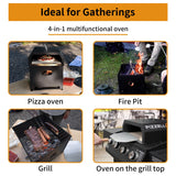 PIZZELLO Outdoor Pizza Oven 4 in 1 Wood Fired 2-Layer Detachable Outside Ovens With Pizza Stone, Pizza Peel, Cover, Cooking Grill Grate, Pizzello Gusto PIZZELLO