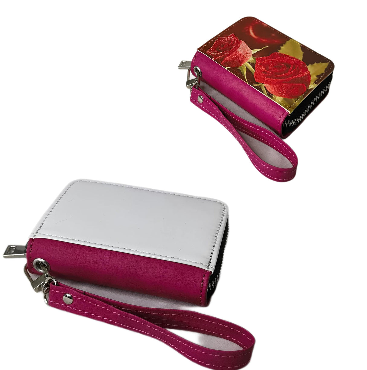 Sublimation Small Coin purse Women's Wallet Leather Coin credit Card holder Diy Craft (Pink) WoodArtSupply