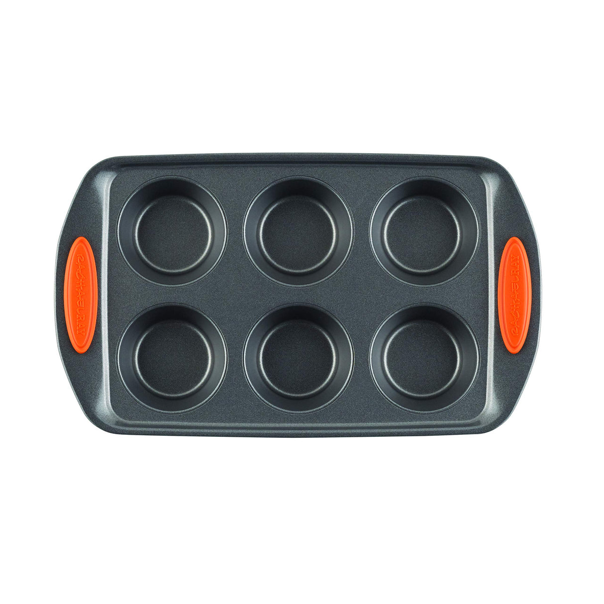 Rachael Ray Yum -o! Nonstick Bakeware 6-Cup Muffin Tin With Grips / Nonstick 6-Cup Cupcake Tin With Grips - 6 Cup, Gray Rachael Ray