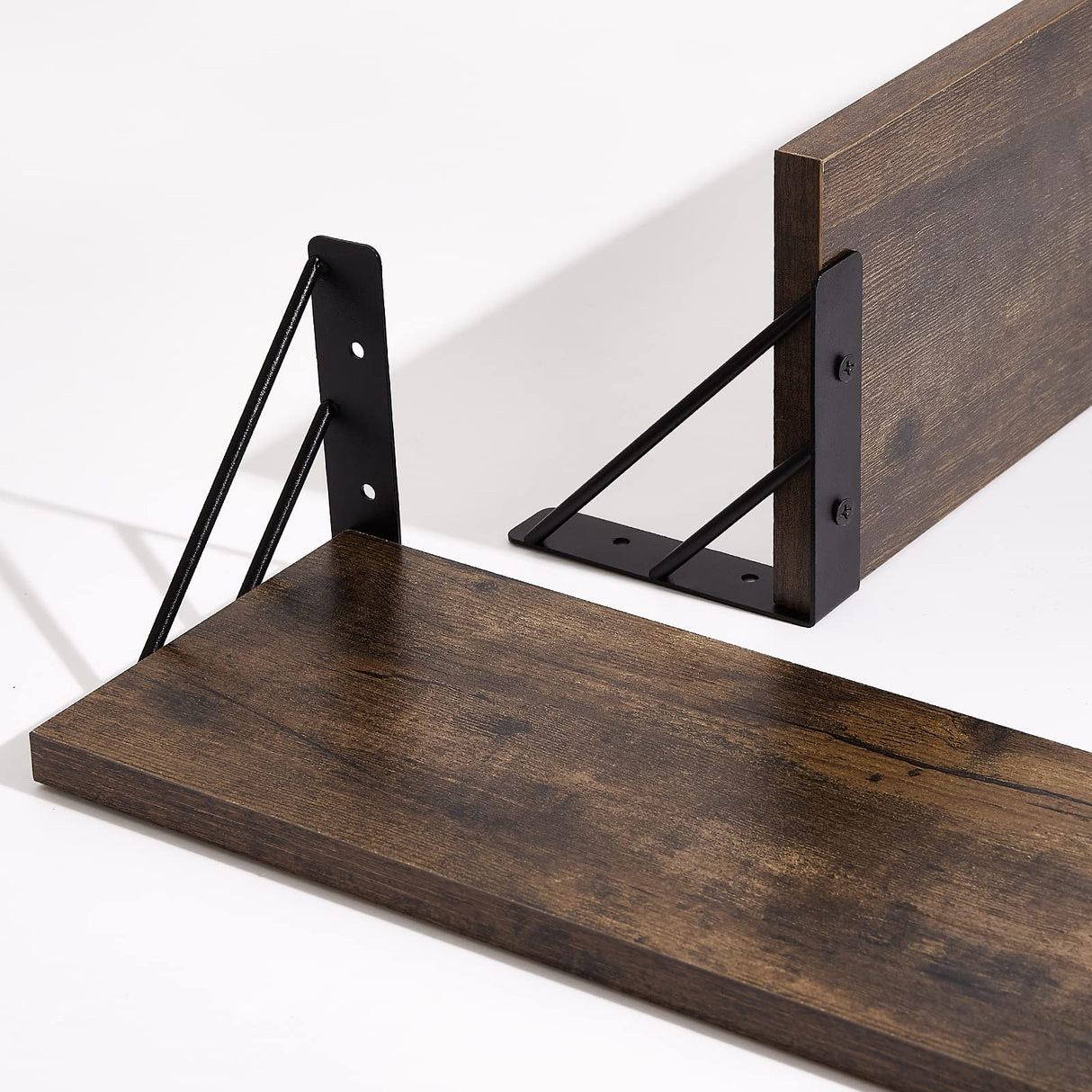 BAYKA Wall Shelves for Bedroom Decor, Floating Wall Shelves for Living Room Kitchen Storage, Wall Mounted Rustic Wood Floating Shelves for Kids Books, Small Shelf for Bathroom(Rustic Brown，Set of 3) BAYKA