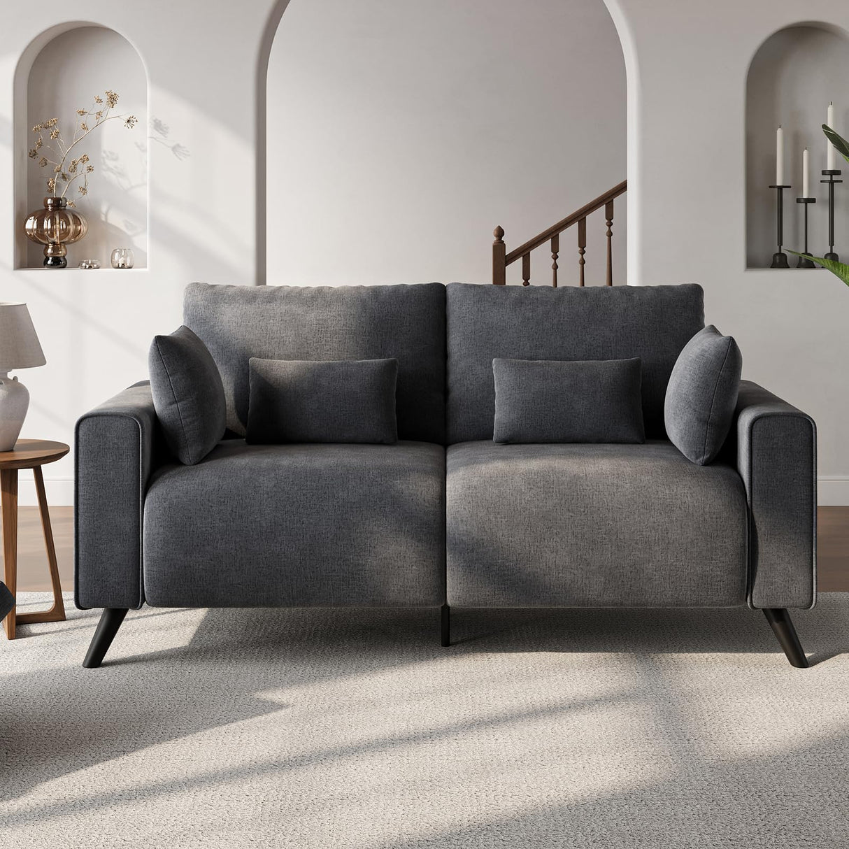 Comkei 70” Loveseat Sofa, Grey Love Seat Couches for Living Room, 2 Seater Small Couch for Small Spaces, Bedroom, Office Sofas Comkei