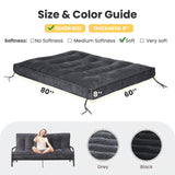 cidludto 8 Inch Queen Size Futon Mattress, Extra Thick Futon Sofa Bed Upgraded Japanese Floor Mattress Queen Floor Futons Mattresses with Tie Foldable Japanese Futon Mattress 8", Grey cidludto