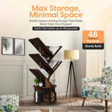 UniRodea Rotating Bookshelf Tree, 5 Tier Space Saving Narrow Bookcase, Unique 360° Spinning Tower, Premium Wood Corner Book Shelf for Kids or Office, Tall Standing Storage Organizer UniRodea