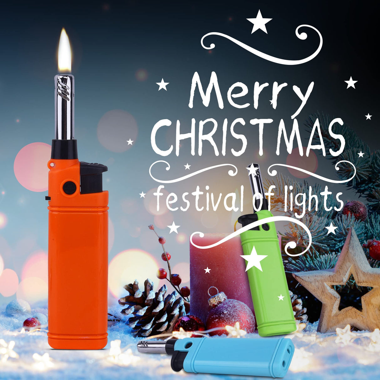 Navpeak Mini Candle Lighter Multipurpose Lighter Utility Lighter with Extended Wand Handy Refillable for Kitchen Fireplace Pilot Light DIY BBQ Grill Stove 5 Pack (Butane Included) Navpeak