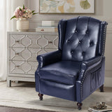 PALLOME Wingback Recliner Chair with Massage and Heat PU Leather Push Back Arm Chair, Recliner Chair for Living Room Bedroom Home Theater (1,Navy Blue) PALLOME