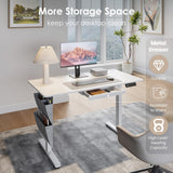 DSNAPE Electric Standing Desk with Drawers,48x24 Inch Electric Desk Adjustable Height with Side Storage,Sit Stand Desk for Home and Office,White DSNAPE