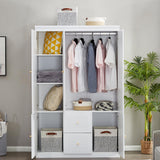 Sophshelter 74.2" Armoire Wardrobe Closet Storage, Wood 3 Door 2 Drawers White Closet Cabinet for Large Capacity, Tall Cabinet Closet with Hanging Rod and 5 Storage 47.3" L x 20.3" W x 74.2" H Sophshelter
