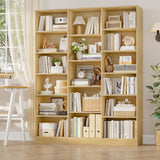 FACBOTALL Triple Wide Bookshelf, 6 Tier Large Bookshelf, Bookcase with 17 Open Display Shelves, 74'' Tall Bookcases and Bookshelves for Living Room, Home Office, Library, Natural FACBOTALL