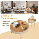 2-Piece Modern Farmhouse Living Room Coffee Table Set, Modern Wood Grain Pattern Natural Wood Finish Side Table and End Table Set for Living Room, Bedroom, Cafe, Office, Wood Color AVZEAR