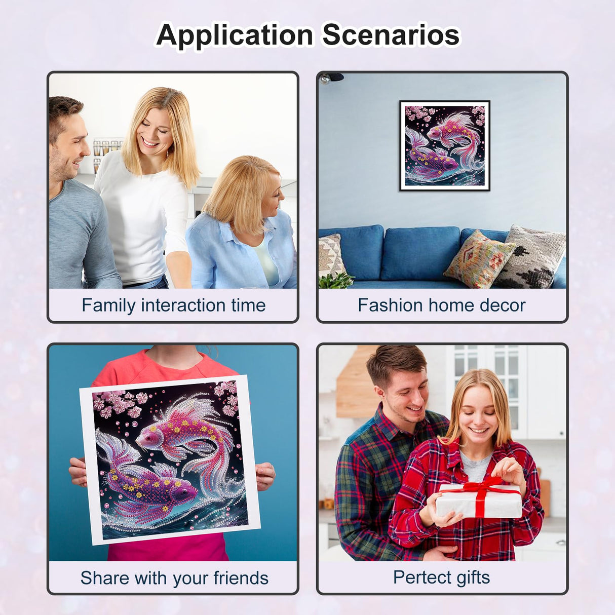 WSLWXSHM 5D Special Shape Diamond Art Kits for Beginners, Diamond Painting Kits for Adults Fish, Crystal Rhinestones Diamond Painting for Home Wall Decoration Gift 12×12inch/30×30cm, Brocaded Carp WSLWXSHM