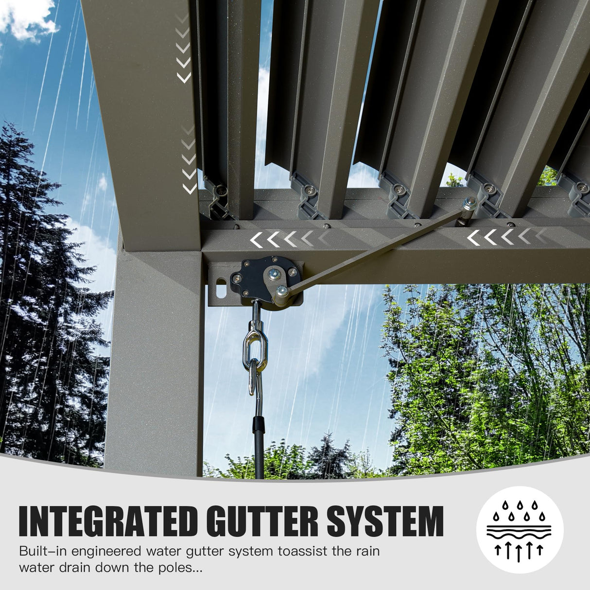 Domi Outdoor Louvered Pergola 12x16FT All Aluminum Structure,Patio Rainproof Pergola with Two Independently Adjustable Roof for Backyard Garden w/Curtains and Netting - Dark Gray domi outdoor living