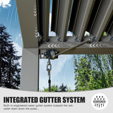 Domi Outdoor Louvered Pergola 12x16FT All Aluminum Structure,Patio Rainproof Pergola with Two Independently Adjustable Roof for Backyard Garden w/Curtains and Netting - Dark Gray domi outdoor living