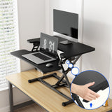 FLEXISPOT 28'' Black Height Adjustable Standing Desk Converter Sit-to-Stand Desk Riser with Wide Keyboard Tray Workstation for Home and Office FLEXISPOT