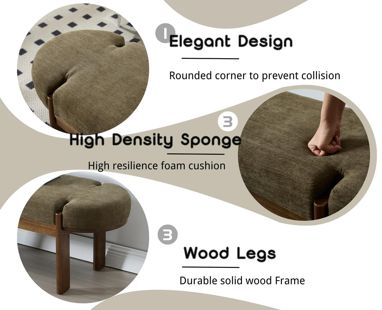 EALSON 49 Inch Modern Bedroom Bench Upholstered End of Bed Bench Wood Entryway Bench with Fabric Padded Seat and Wooden Legs Window Bench for Living Room Hallway, Olive Green EALSON