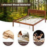 KOMFOTT Queen Size Wood Platform Bed Frame with Headboard, Solid Wood Bed Frame with Slat Support, 10-Leg Support, Under Bed Storage, 16” Mattress Foundation Bedroom Furniture, No Box Spring Needed KOMFOTT