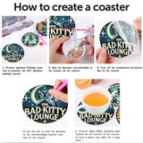 Yijingtop 8PCS Funny Cat Diamond Painting Coaster Kit with Holder,Bad Kitty Diamond Art Coasters,Crafts Kits for DIY Coasters Diamond Art Kits for Adults Yijingtop