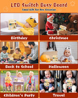RCPLAGA Montessori Busy Board for 1-3 Toddlers: Wooden Sensory Busy Board Toy with LED Light Switch,Baby Travel Toy Preschool Learning Activities Board Christmas Birthday Gifts for Boys and Girls RCPLAGA
