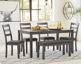 Signature Design by Ashley Bridson Modern 6 Piece Dining Set, Includes Dining Table, 4 Chairs & Bench, Gray Signature Design by Ashley