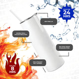 Hogg 20oz Holographic Sublimation Tumbler (24 Units), Sublimation Cups with Lids and Straws, 20 oz Tumbler Sublimation Blanks, Insulated Stainless Steel Tumblers 20 oz, Sublimation Tumblers Bulk Hogg