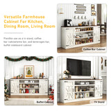 Hlivelood 75" Farmhouse TV Stand with Power Outlets for 85 Inch TVs, 33" Tall Entertainment Center with Storage Cabinets w/Adjustable Shelves, Rustic Large TV Media Console, Rustic White Hlivelood